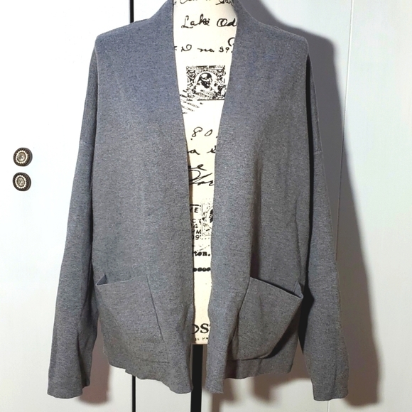 Devotion by Cyrus- Womens Gray Dropped shoulder Open Cardigan Pockets Sz.XL - Picture 1 of 6